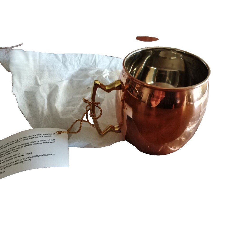 ODI Moscow Mule Mug 16oz Solid Copper Nickel Lined #428 India New Old Dutch